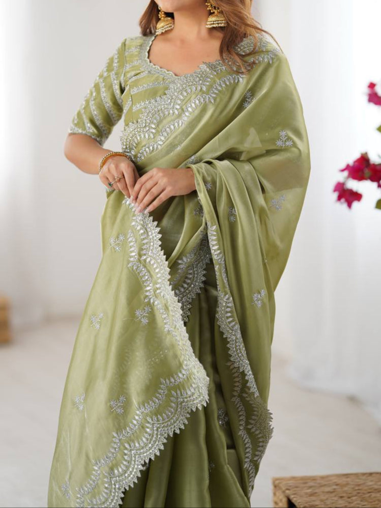 Wedding Special Thread With Sequence Work Saree & Blouse