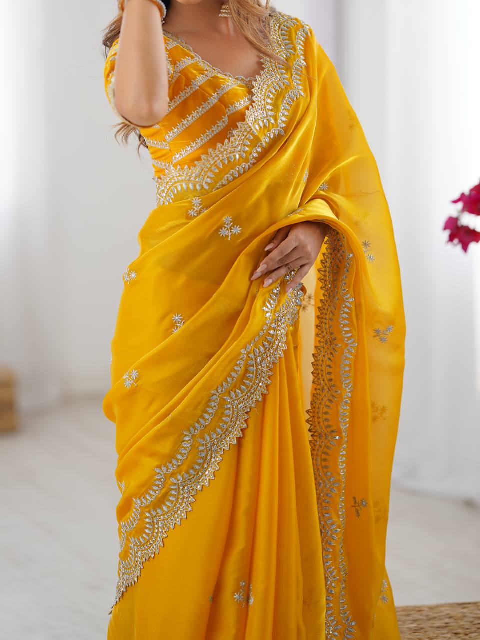 Wedding Special Thread With Sequence Work Saree & Blouse
