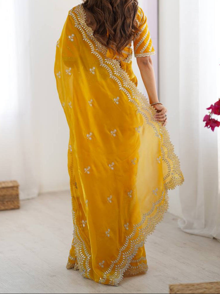 Wedding Special Thread With Sequence Work Saree & Blouse