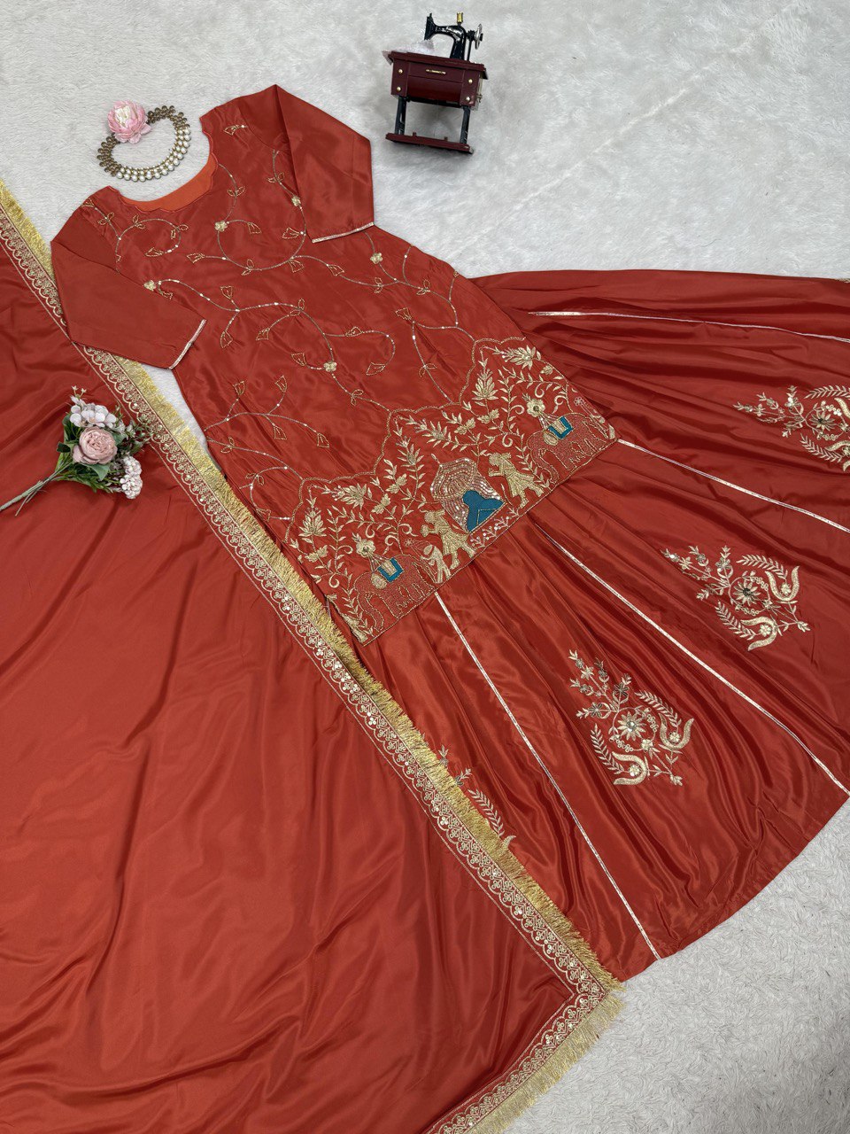 Wedding Special Beads With Thread With Sequence Work Top With Lehenga & Dupatta