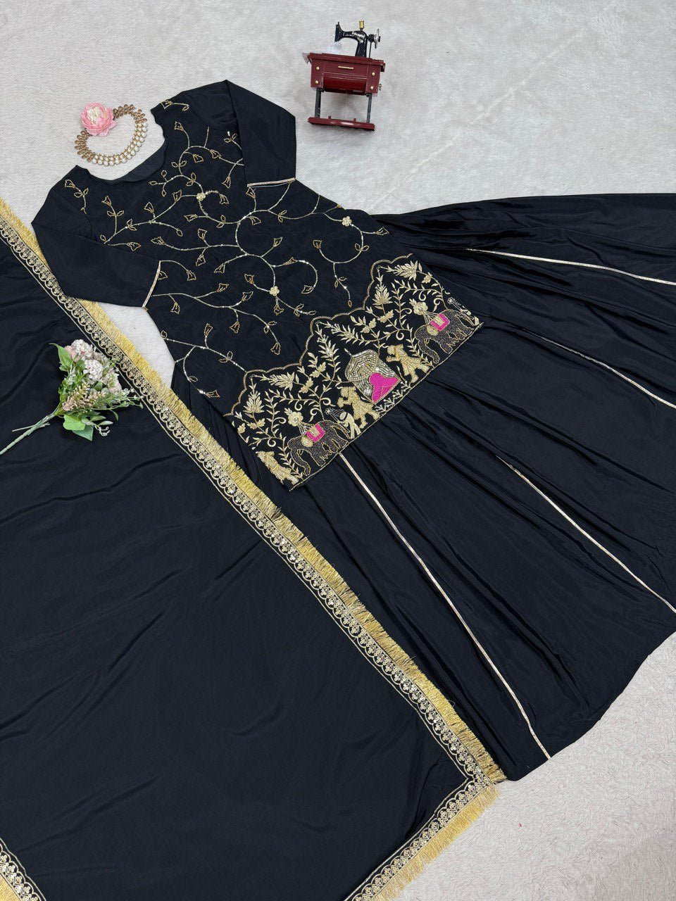 Wedding Special Beads With Thread With Sequence Work Top With Lehenga & Dupatta