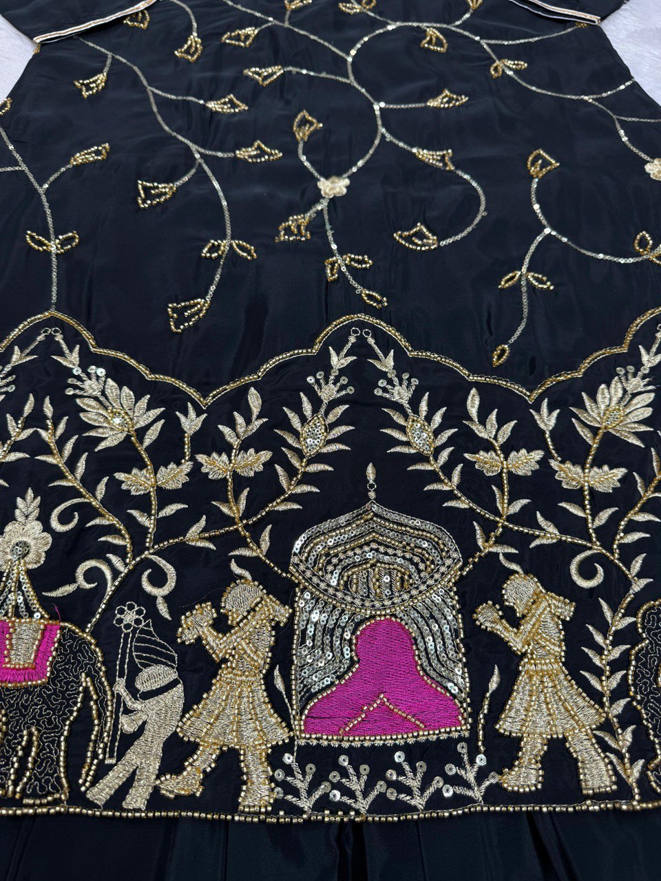 Wedding Special Beads With Thread With Sequence Work Top With Lehenga & Dupatta