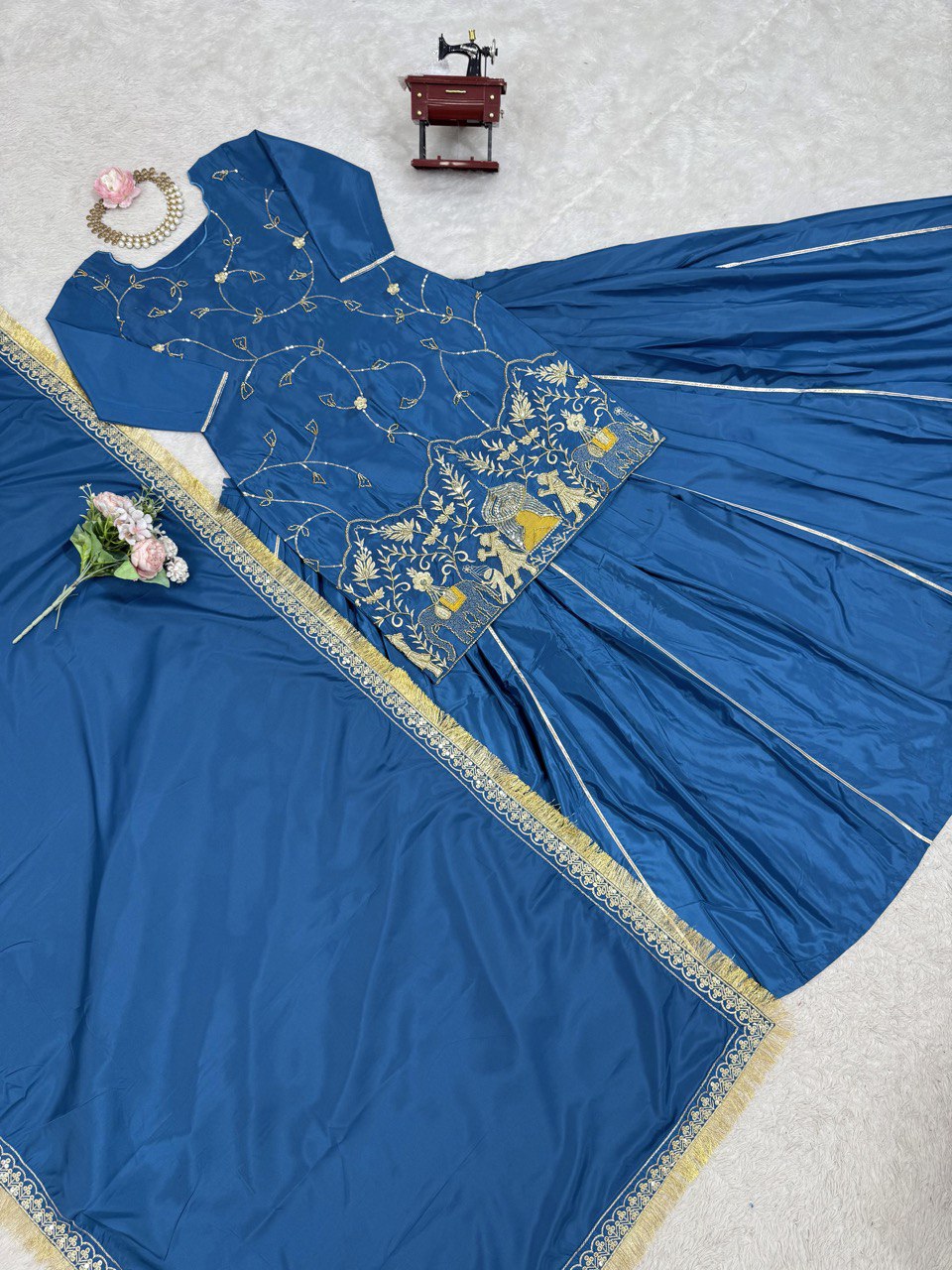 Wedding Special Beads With Thread With Sequence Work Top With Lehenga & Dupatta