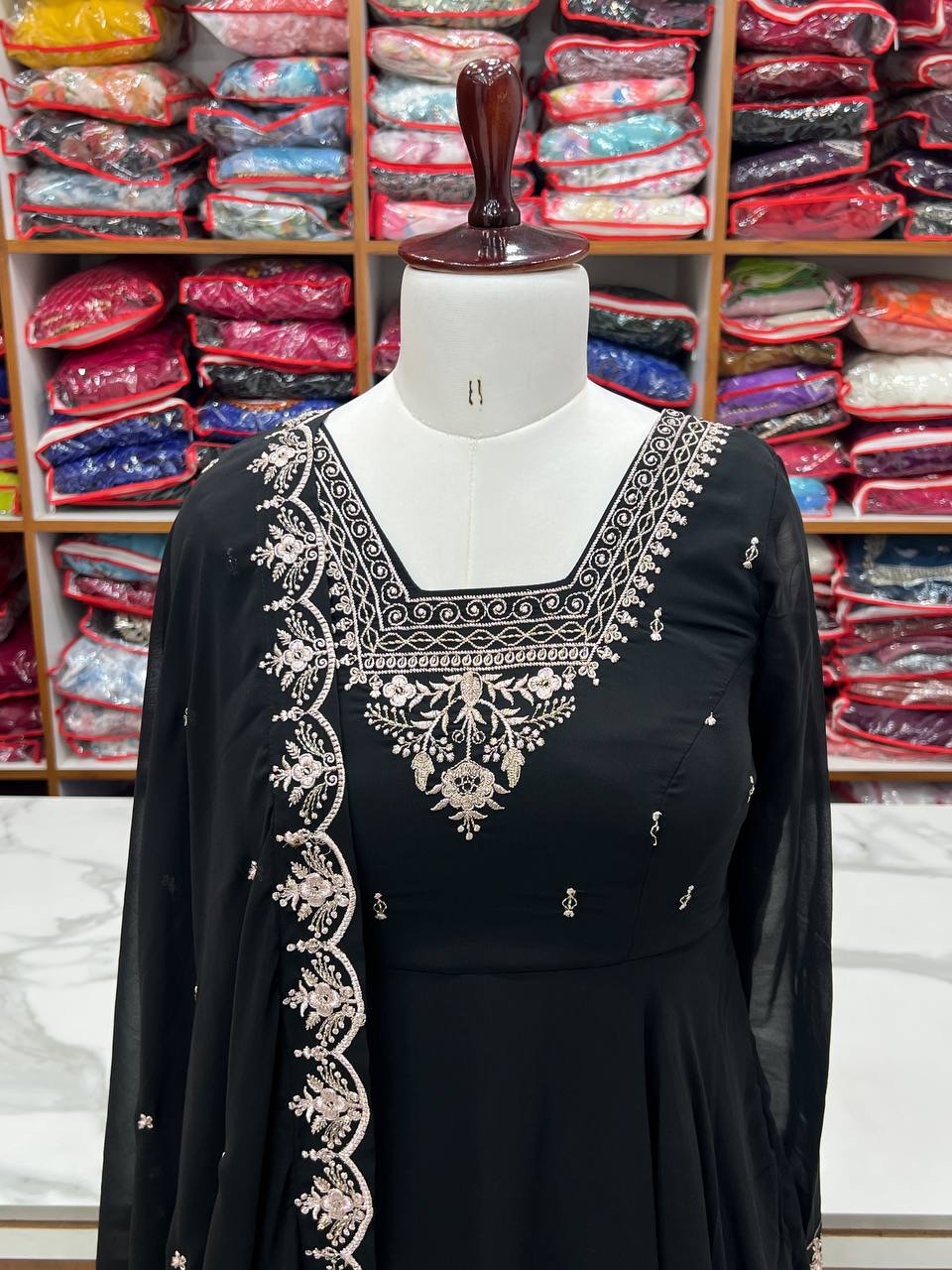 Beautiful Fancy Embroidery beads & Jari Work Anarkali Suit Set