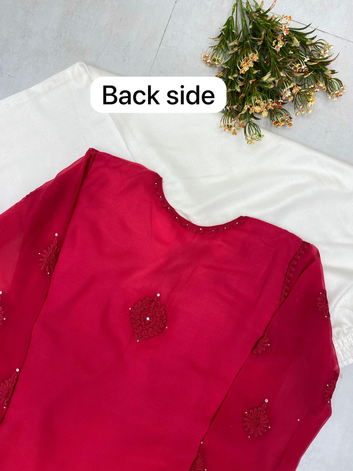 Trending Summer Top With Cotton Thread Embroidered Work & Palazzo