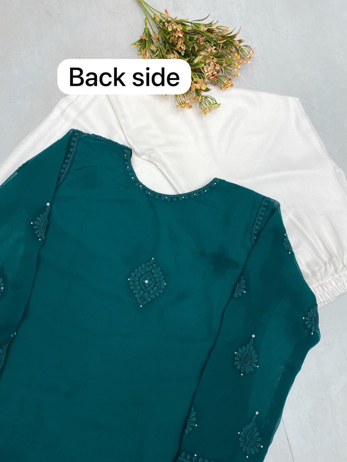 Trending Summer Top With Cotton Thread Embroidered Work & Palazzo