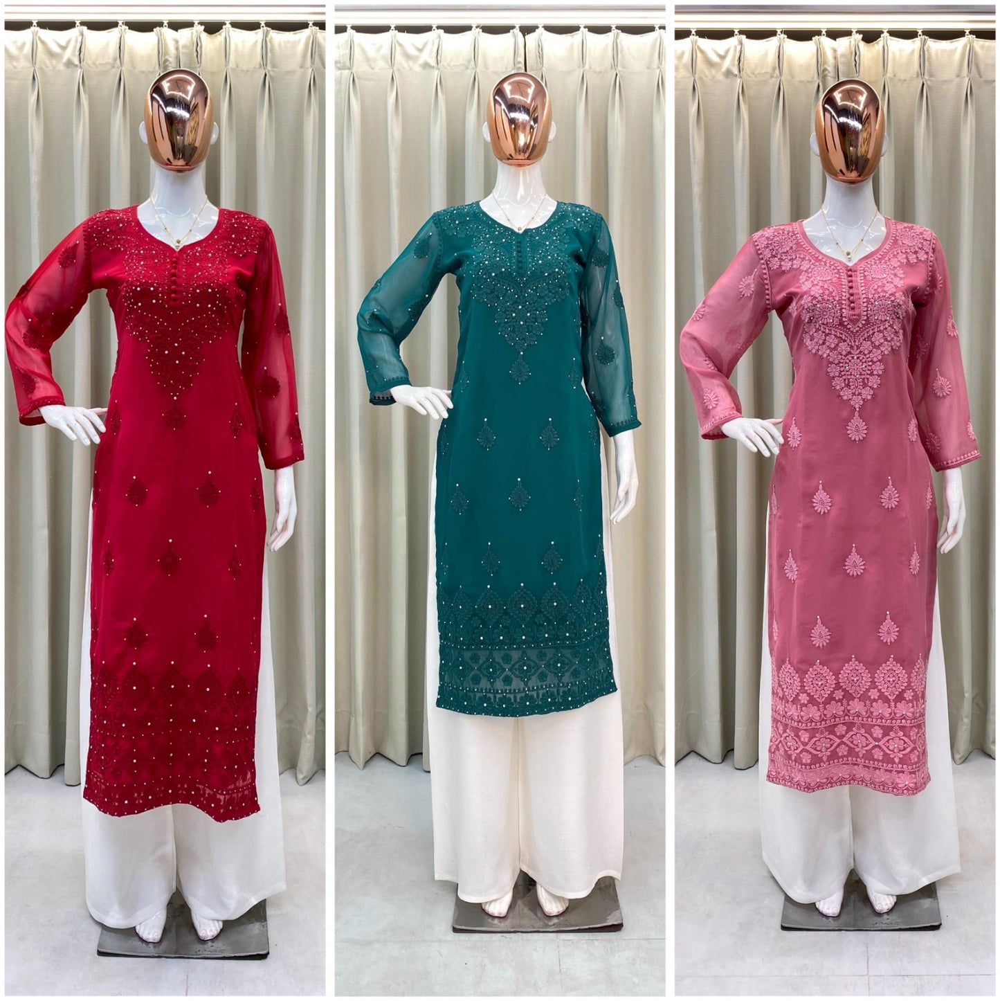 Trending Summer Top With Cotton Thread Embroidered Work & Palazzo