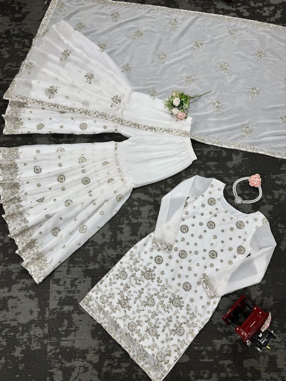 Thread With Sequence Work Sharara Suit Set