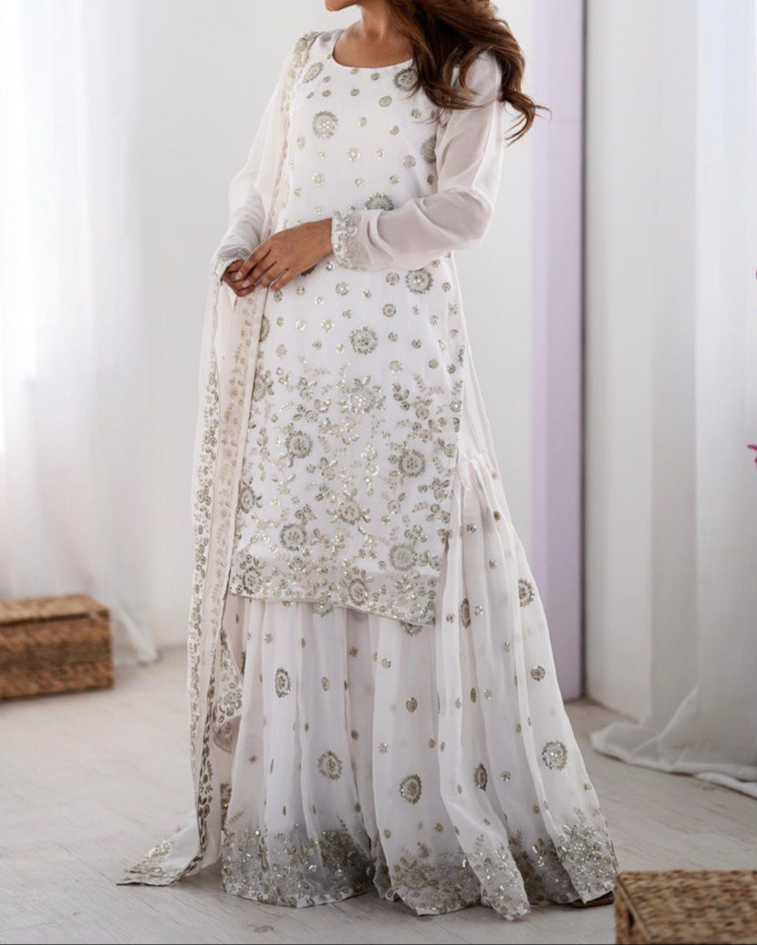 Thread With Sequence Work Sharara Suit Set
