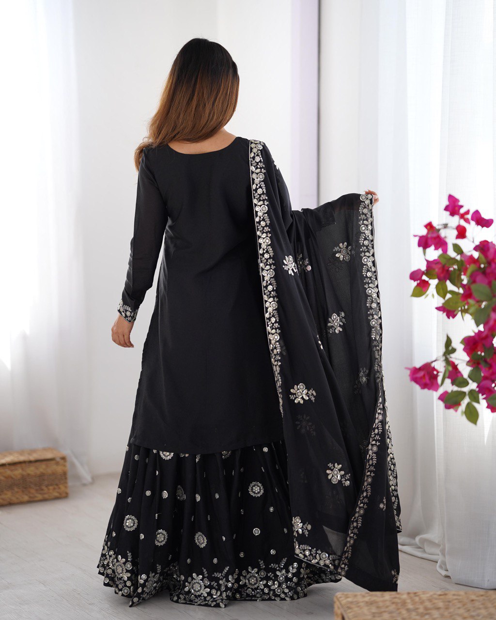 Thread With Sequence Work Sharara Suit Set