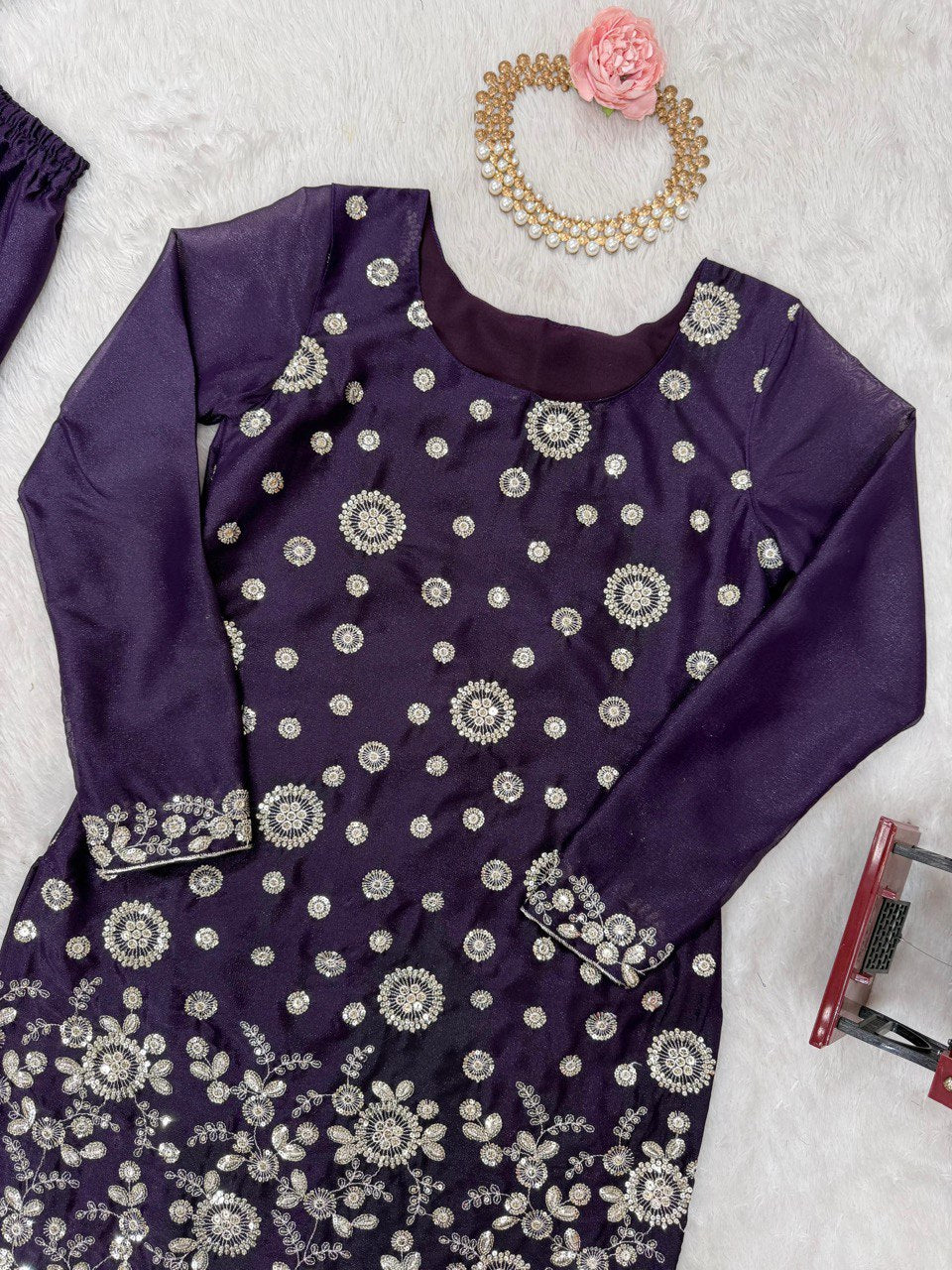 Thread With Sequence Work Sharara Suit Set