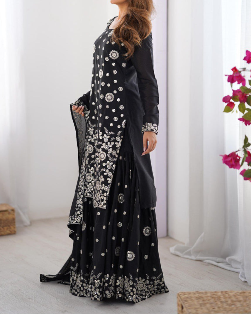 Thread With Sequence Work Sharara Suit Set