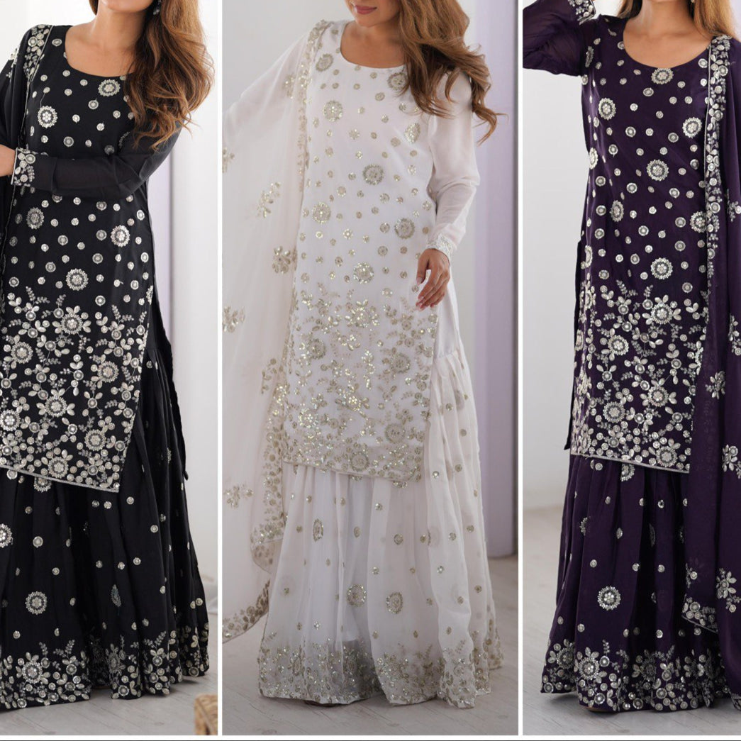 Thread With Sequence Work Sharara Suit Set