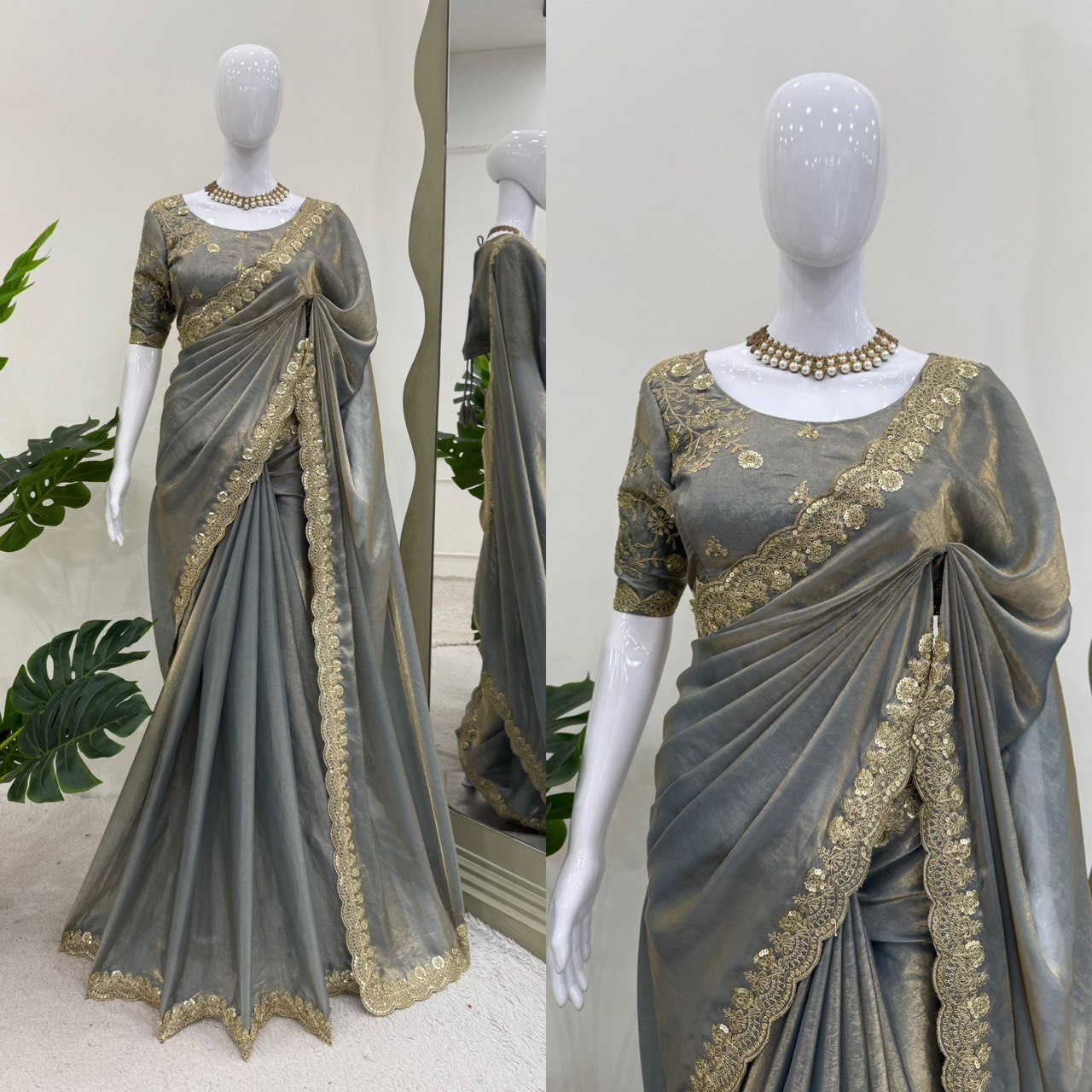 Designer Fendi Silk Sequence Work Saree