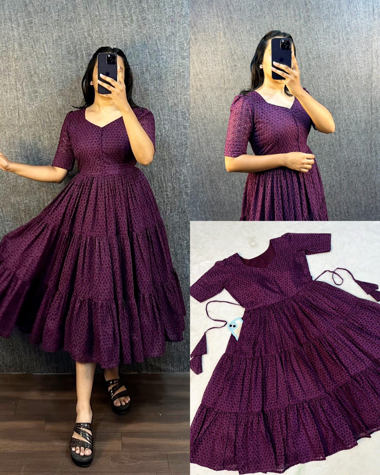 Summer Special Hakoba Cotton With 3 Midi Lair With One Side Pocket