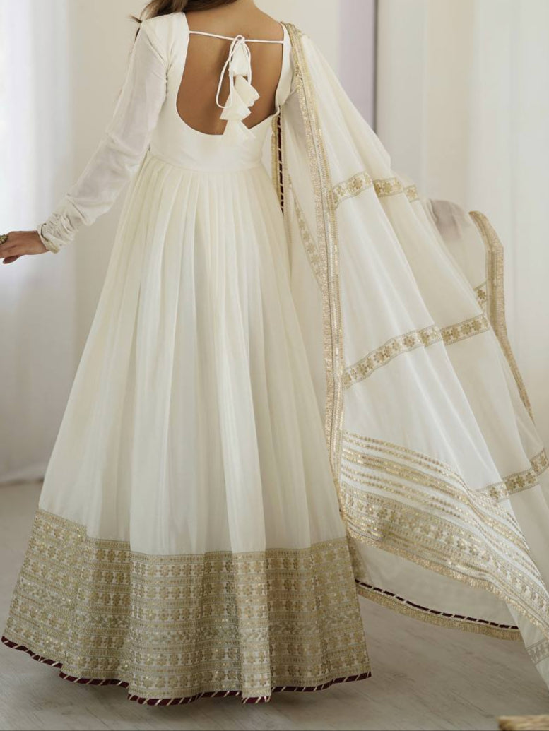 Chinon & Thread With Sequence Lace Border Heavy Anarkali Suit Set