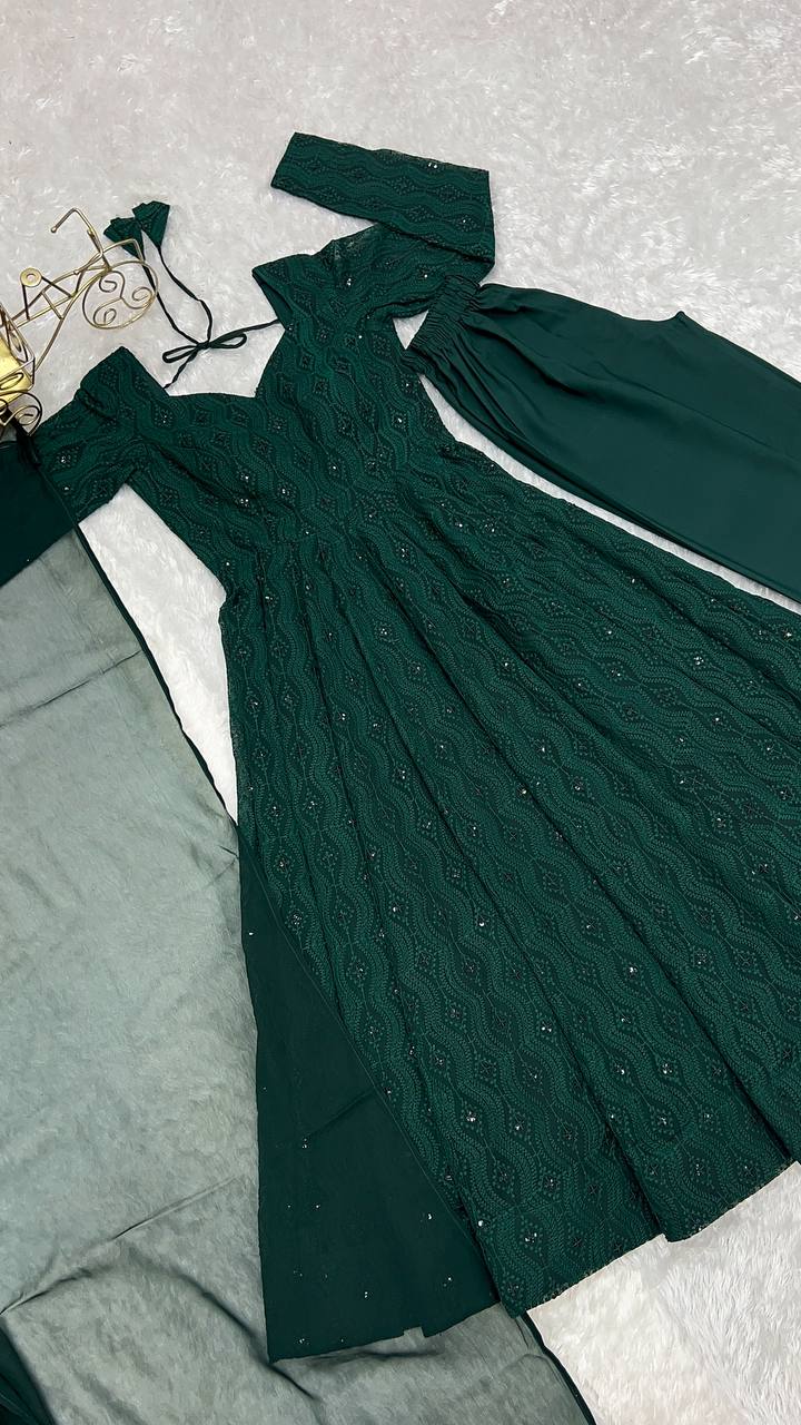Fully Flair Kali Pattern & Canvas Patta With Dupatta Anarkali Set