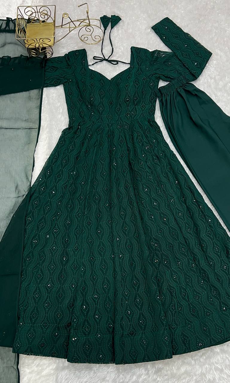 Fully Flair Kali Pattern & Canvas Patta With Dupatta Anarkali Set