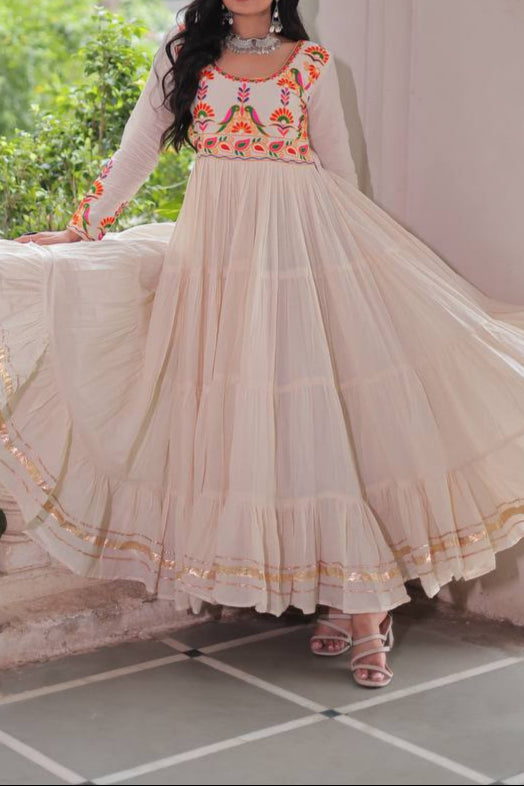 Navratri Special Multi Thread Embroidered & Gota Patti Work Gown