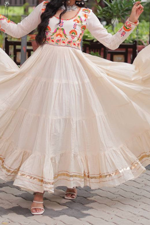 Navratri Special Multi Thread Embroidered & Gota Patti Work Gown