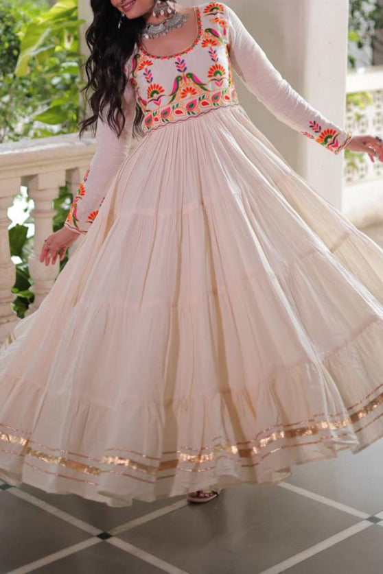 Navratri Special Multi Thread Embroidered & Gota Patti Work Gown