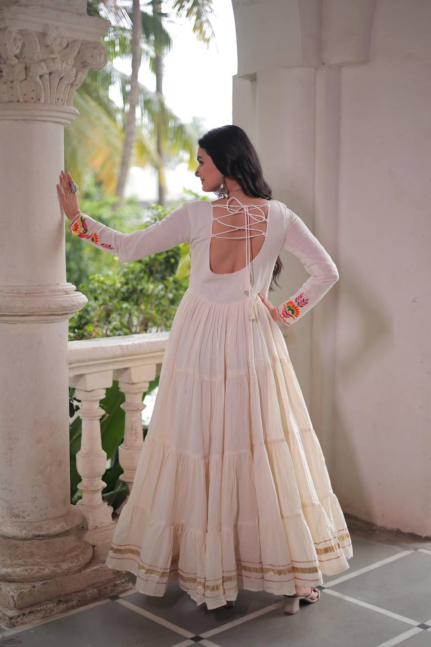 Navratri Special Multi Thread Embroidered & Gota Patti Work Gown