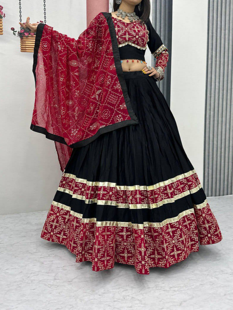 Embroidery Thread & Sequence Work With Real Mirror Work Lehenga Choli