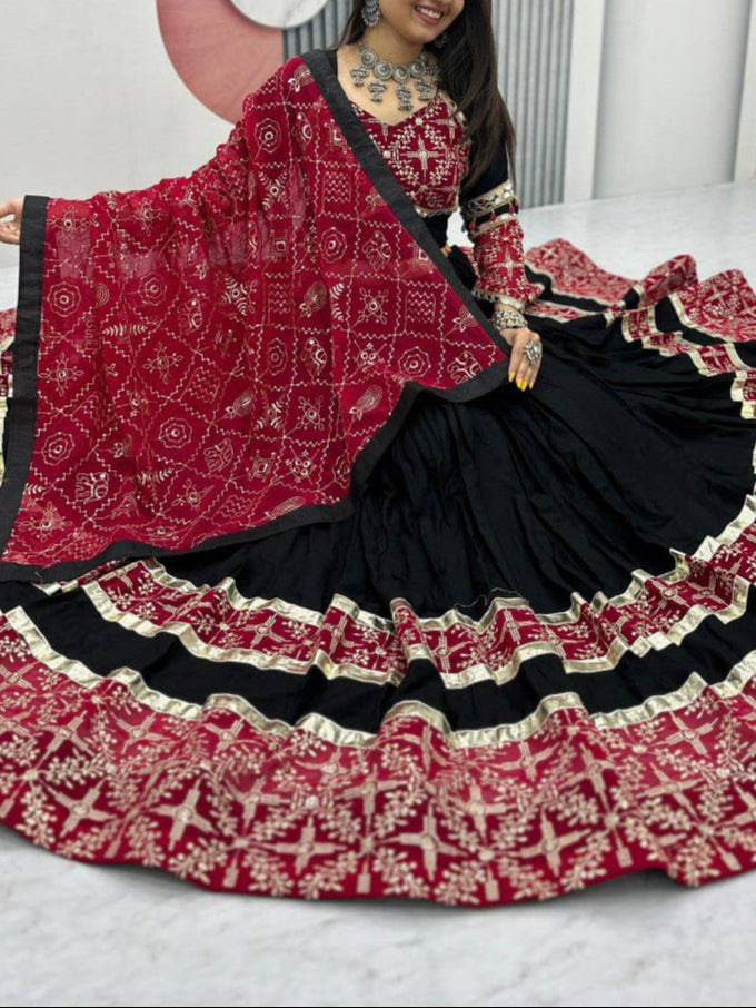 Embroidery Thread & Sequence Work With Real Mirror Work Lehenga Choli