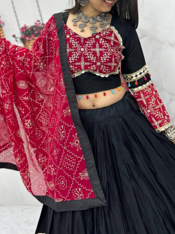 Embroidery Thread & Sequence Work With Real Mirror Work Lehenga Choli
