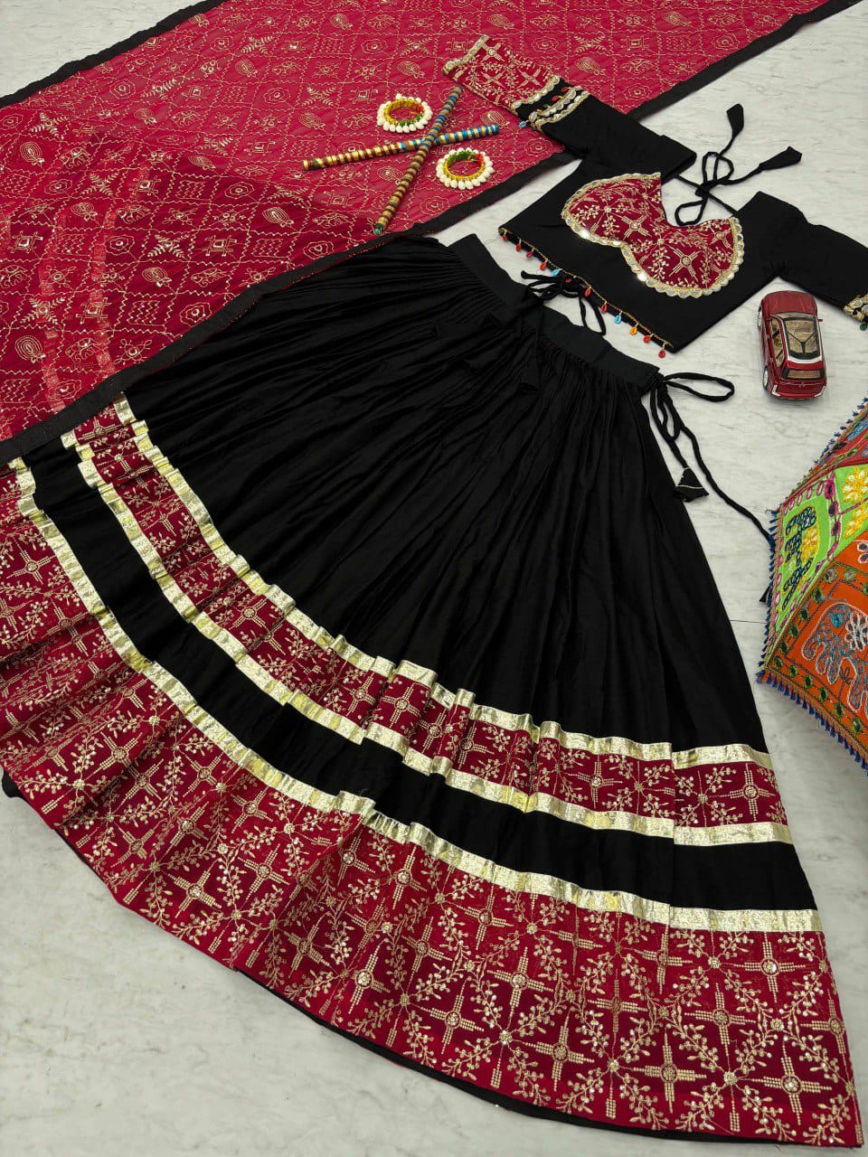 Embroidery Thread & Sequence Work With Real Mirror Work Lehenga Choli