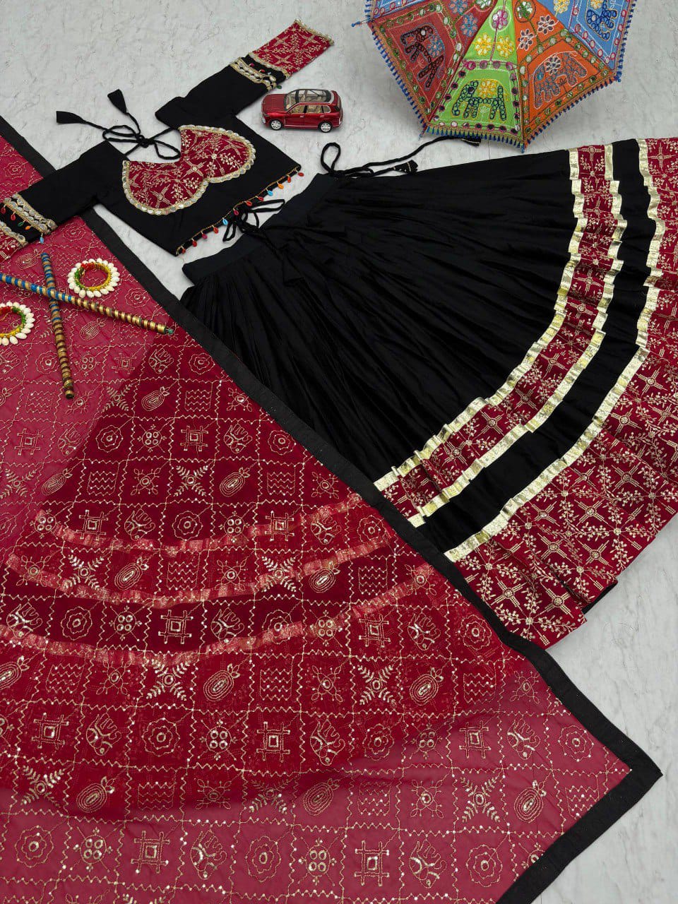 Embroidery Thread & Sequence Work With Real Mirror Work Lehenga Choli