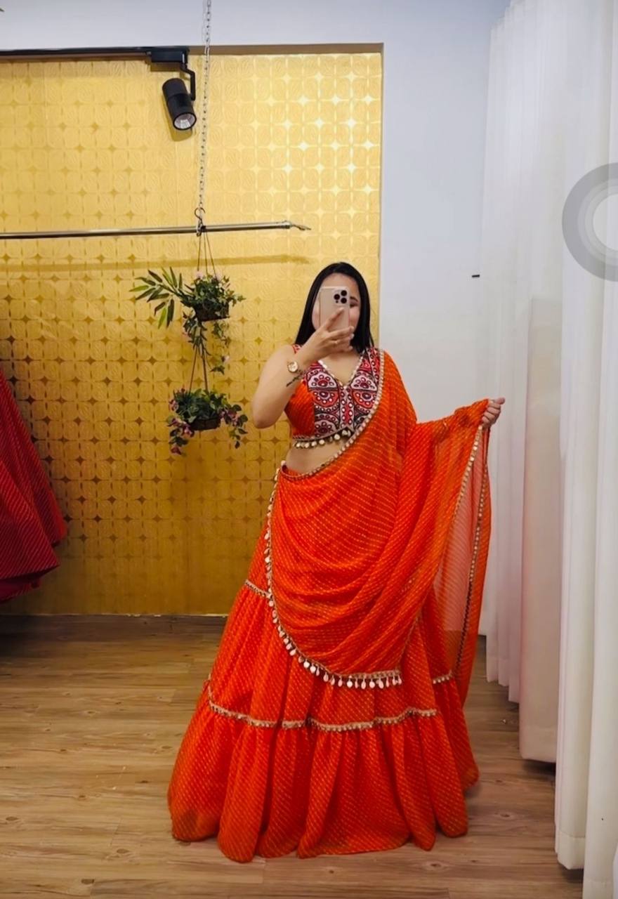 Navratri Special Stitched Lehenga Choli With 9 meter Flair
