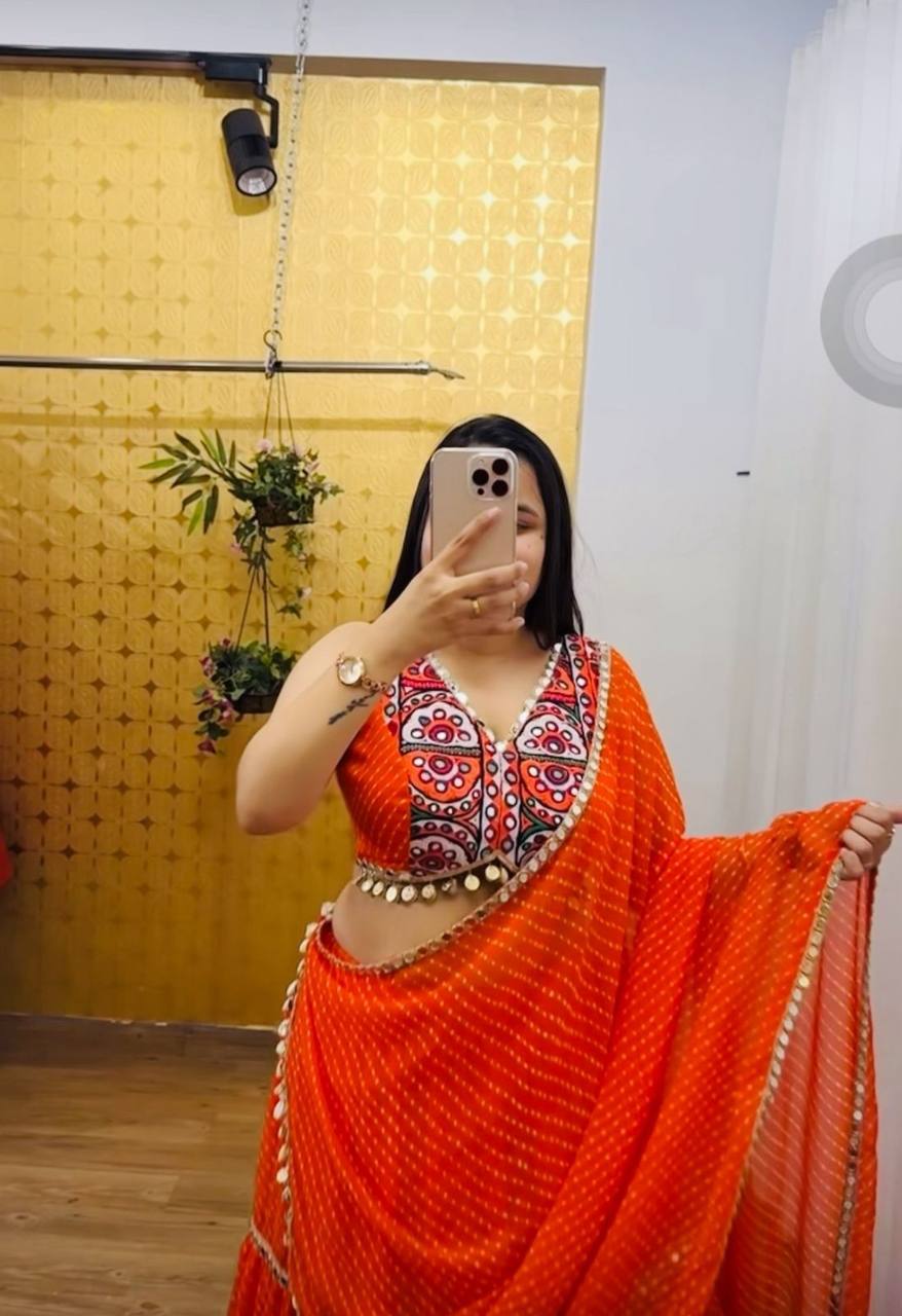 Navratri Special Stitched Lehenga Choli With 9 meter Flair