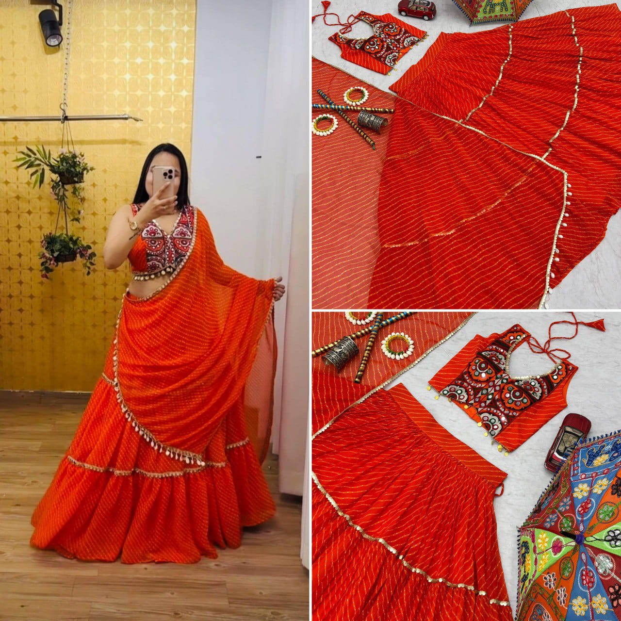 Navratri Special Stitched Lehenga Choli With 9 meter Flair