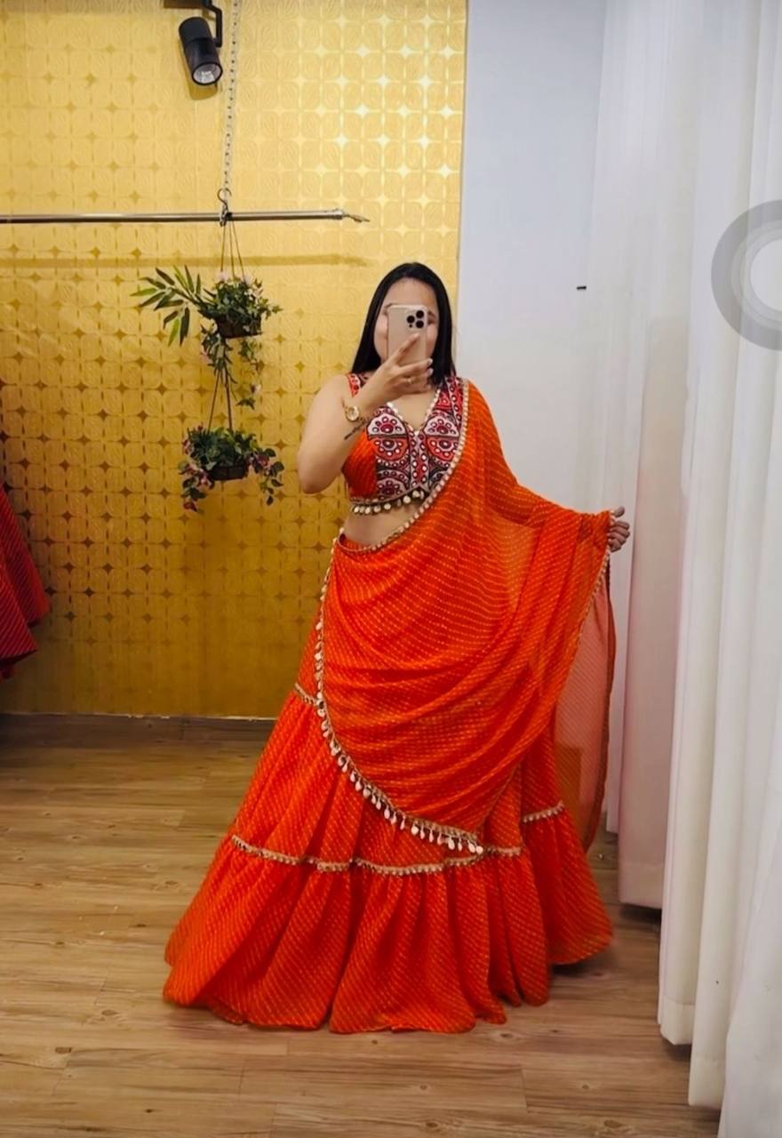 Navratri Special Stitched Lehenga Choli With 9 meter Flair