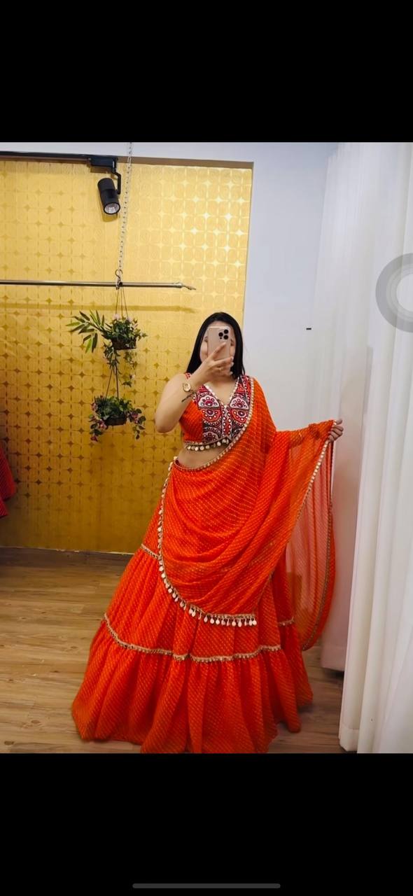 Navratri Special Stitched Lehenga Choli With 9 meter Flair