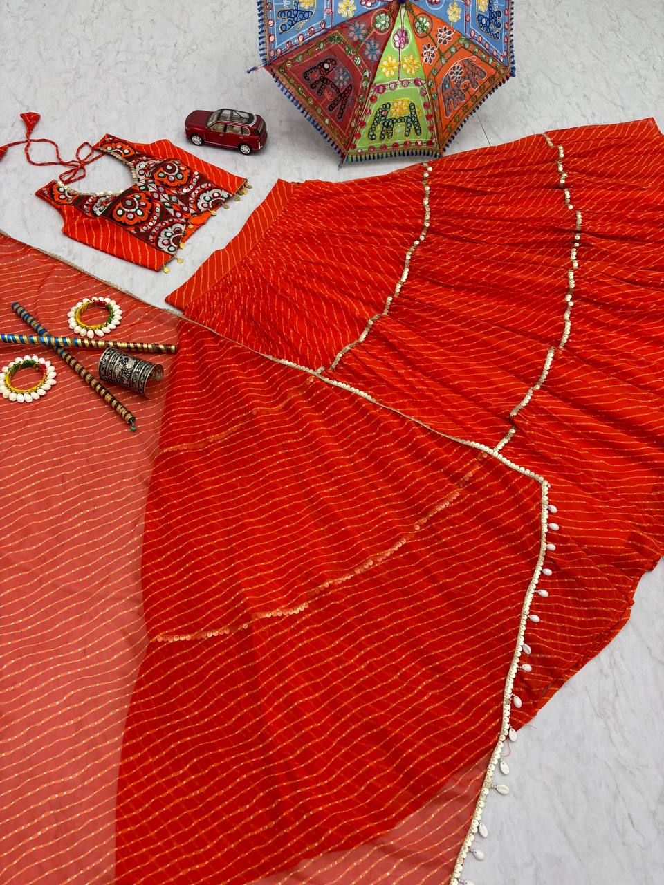 Navratri Special Stitched Lehenga Choli With 9 meter Flair