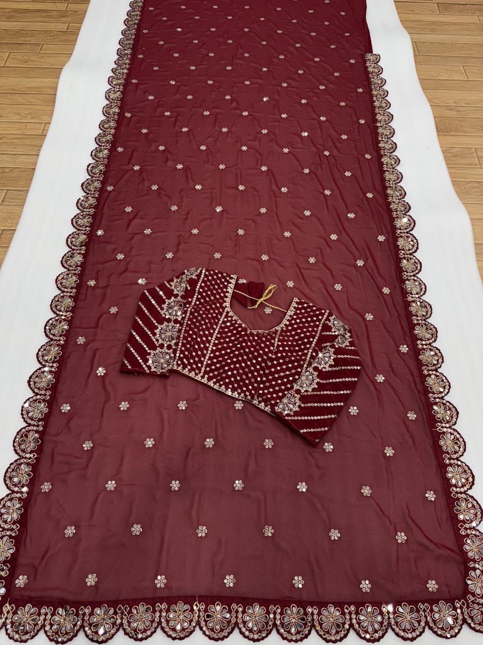 Bollywood Viral Orignal Mirror Work Saree & Blouse