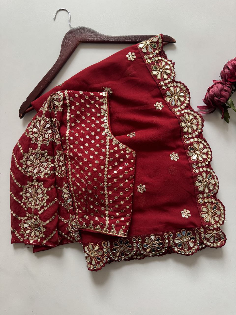 Bollywood Viral Orignal Mirror Work Saree & Blouse