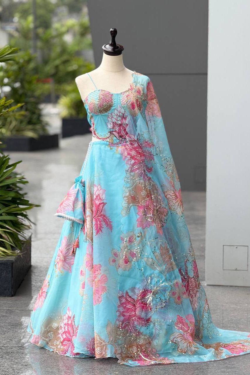 Party Wear Digital printed Lehenga Choli & Dupatta