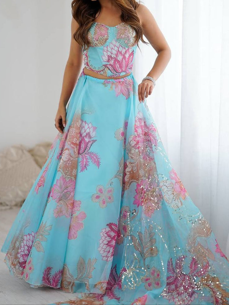 Party Wear Digital printed Lehenga Choli & Dupatta
