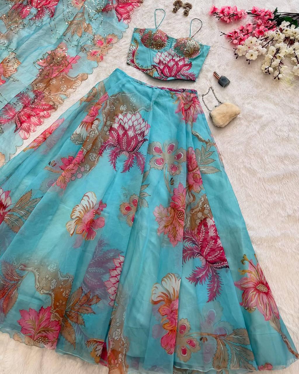 Party Wear Digital printed Lehenga Choli & Dupatta