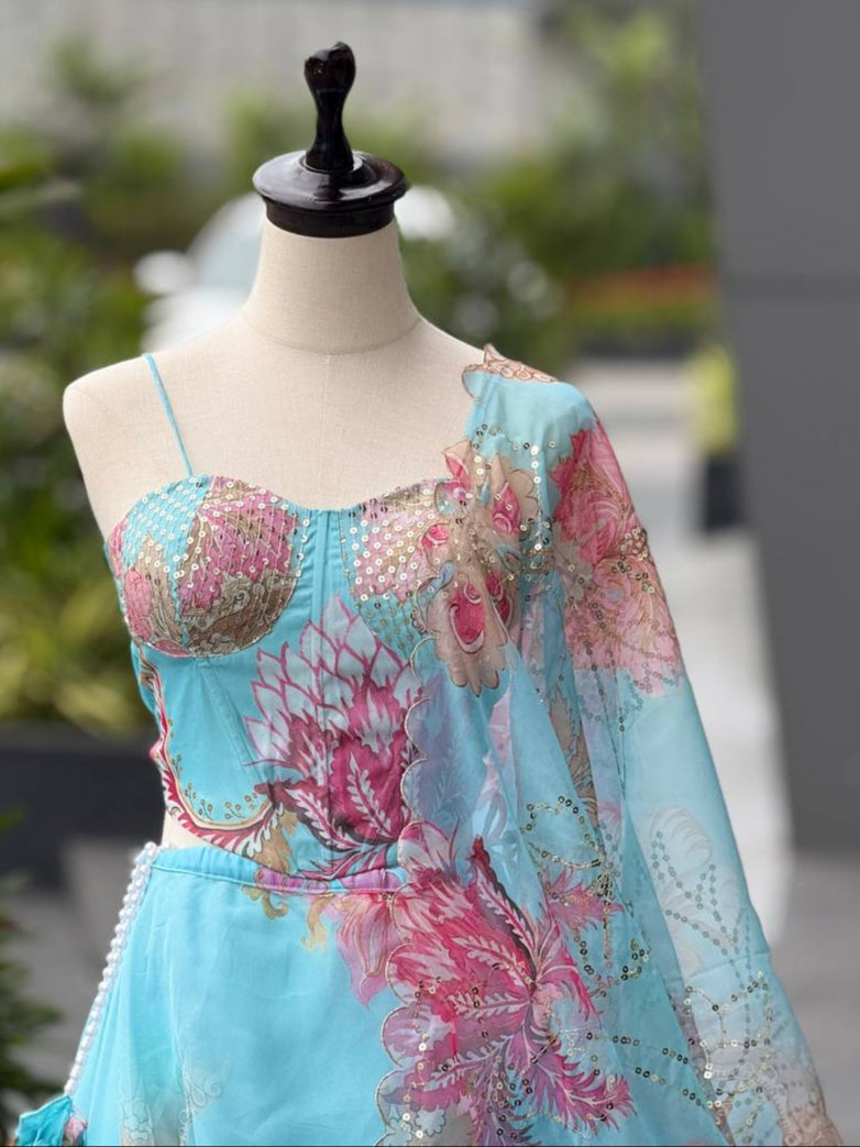 Party Wear Digital printed Lehenga Choli & Dupatta