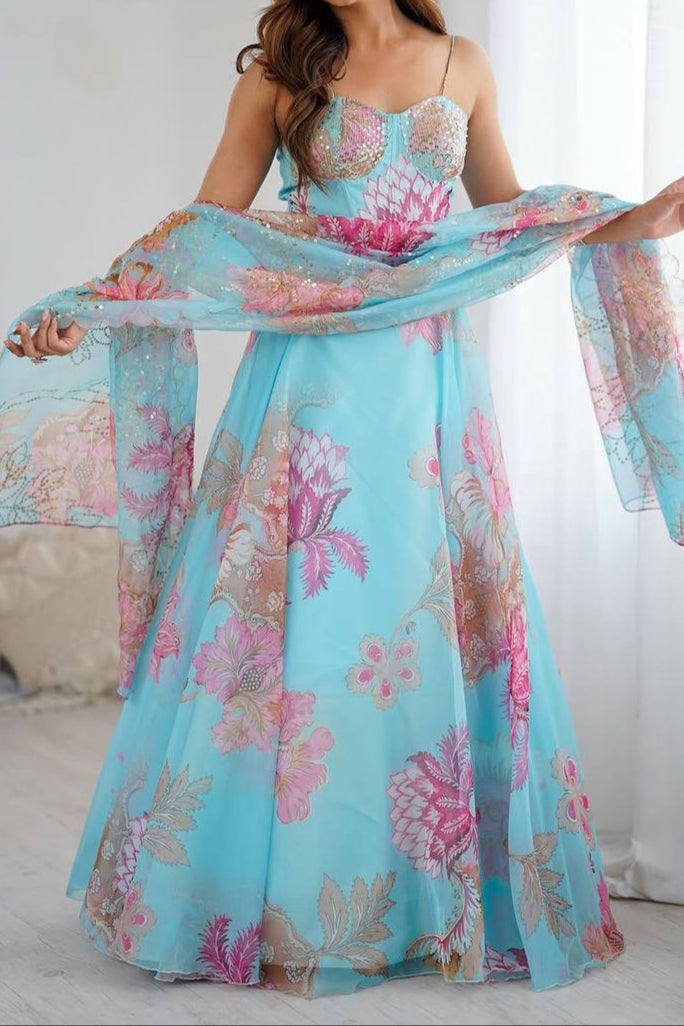 Party Wear Digital printed Lehenga Choli & Dupatta