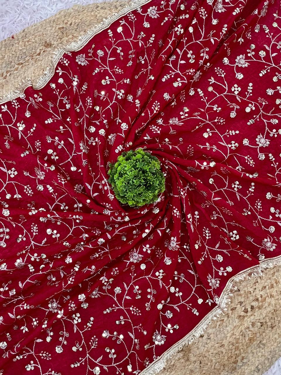 Wedding Special Embroidery Sequence Work Saree