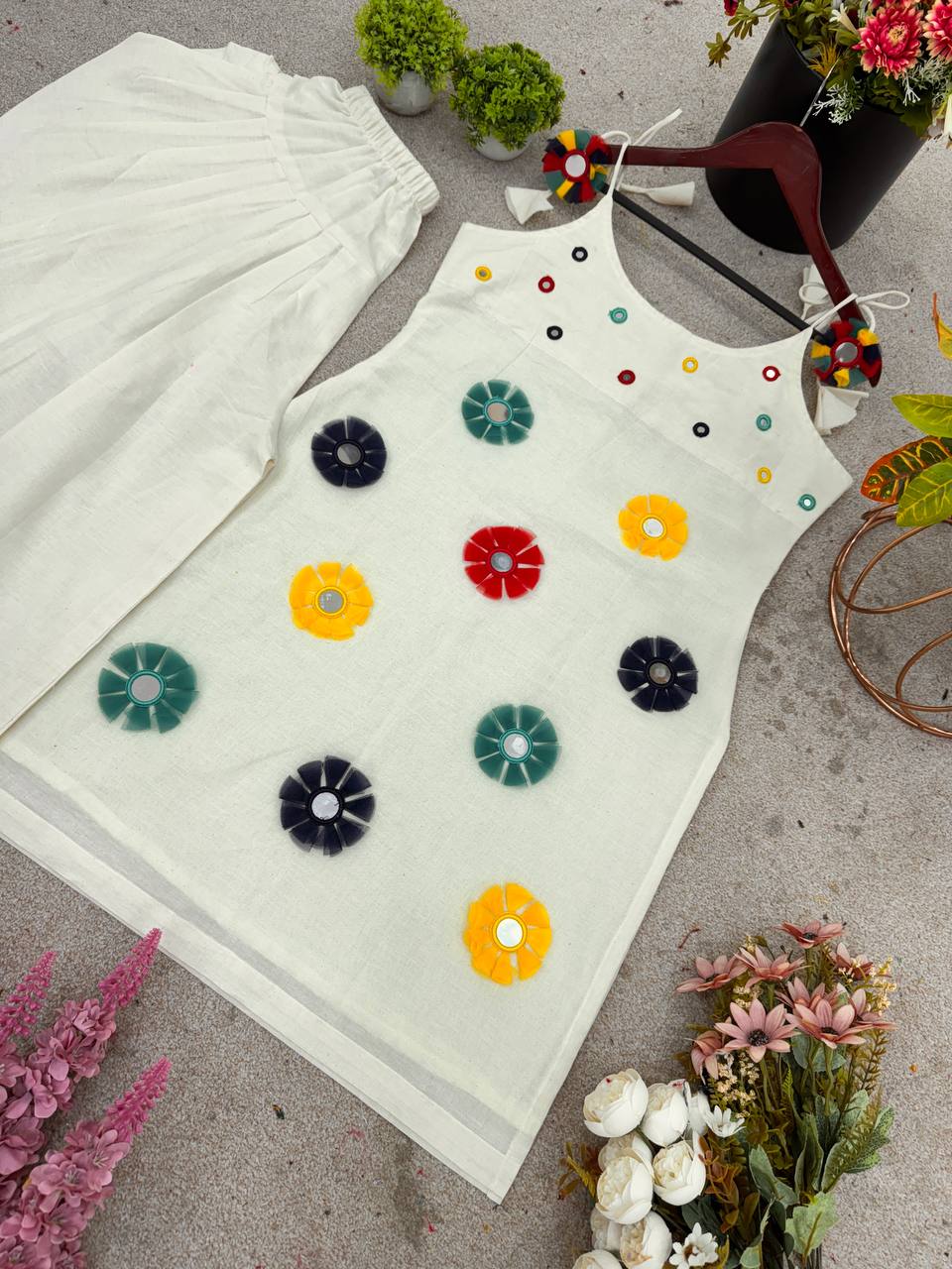 Party Wear Mirror And Katli Work Top Dhoti