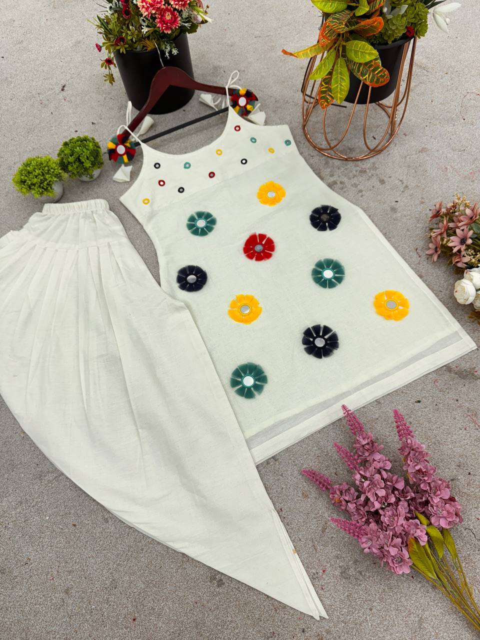 Party Wear Mirror And Katli Work Top Dhoti