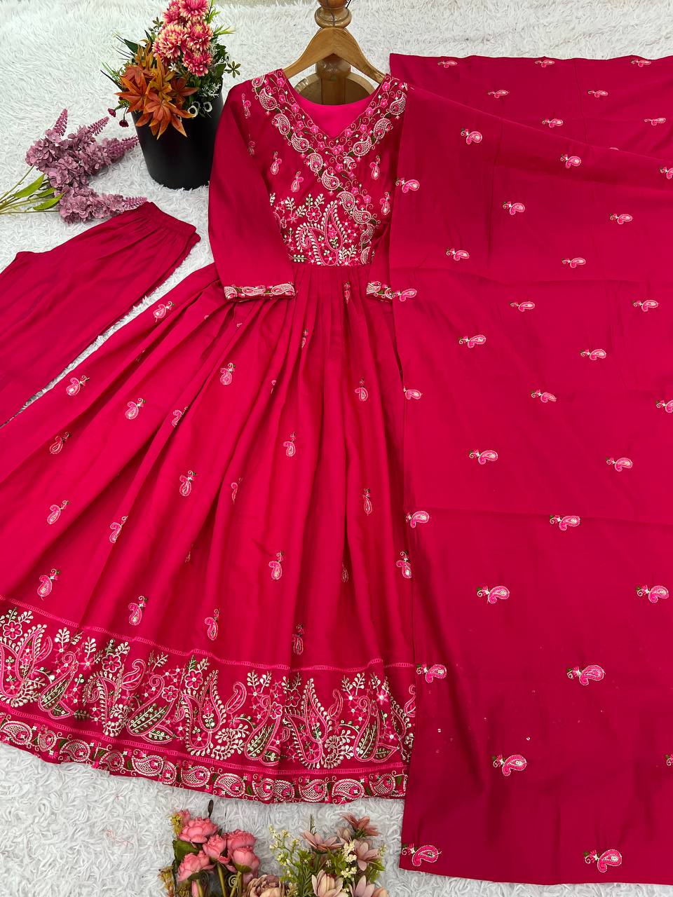 Embroidery Sequence Work Gown Pent & Dupatta