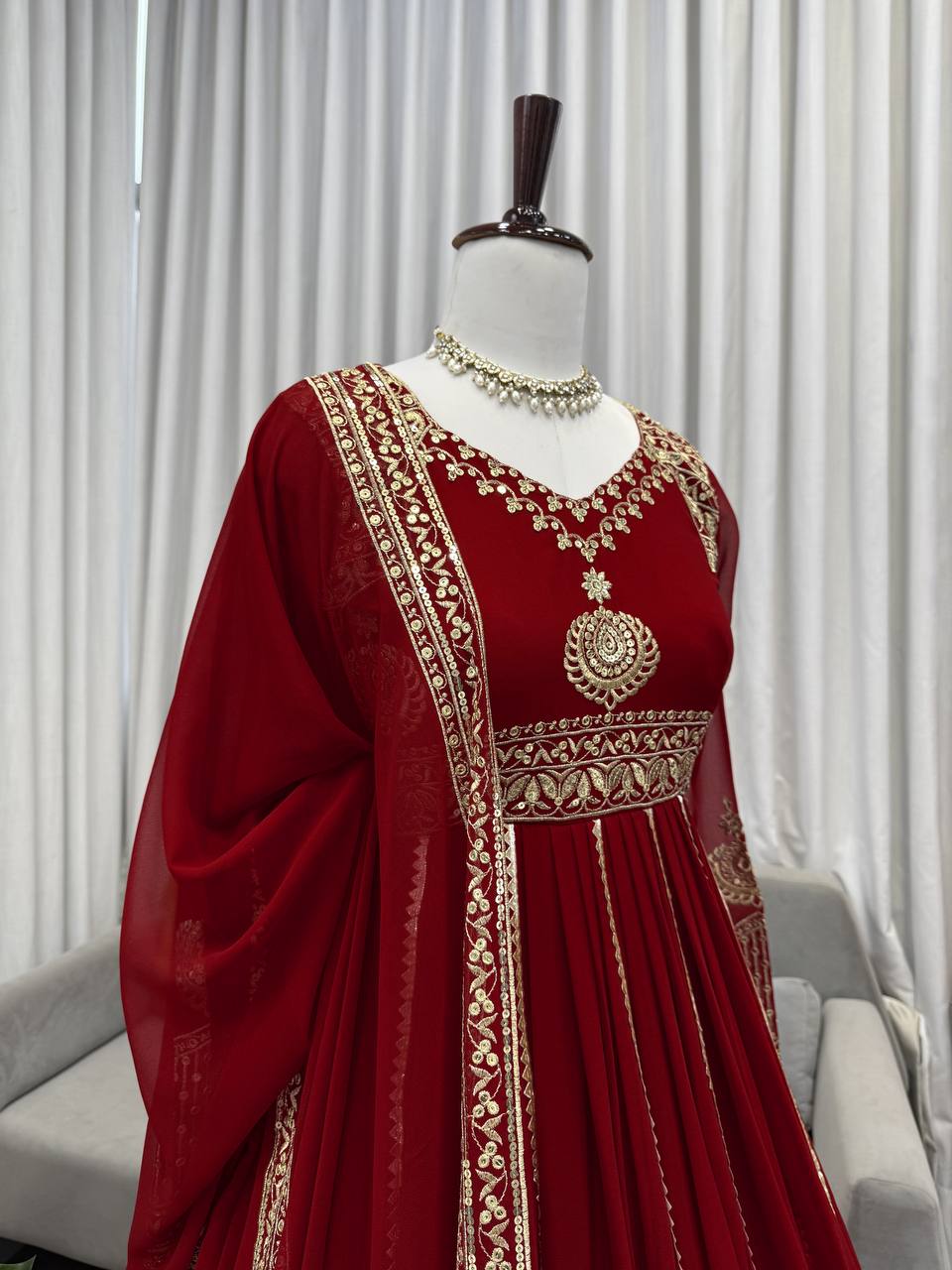 Party Wear Designer Thread with Sequence Work Anarkali Suit Set