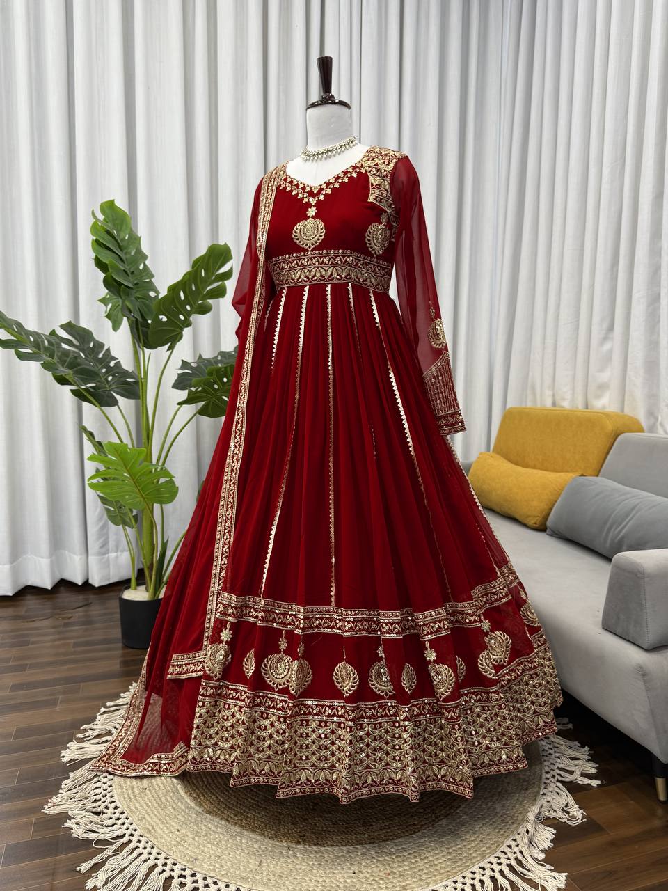 Party Wear Designer Thread with Sequence Work Anarkali Suit Set